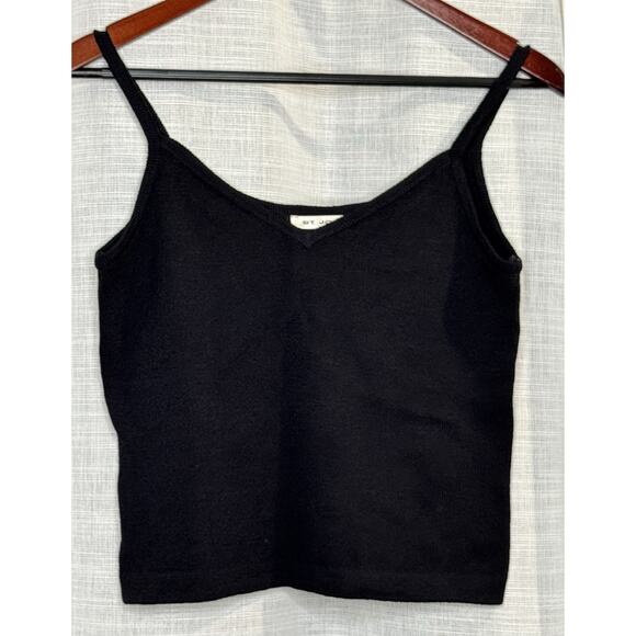 St John Santana Knit Sweater Tank Black Sleeveless Spaghetti Strap Pullover Sz P - Picture 1 of 4